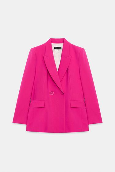 DOUBLE-BREASTED BLAZER WITH COVERED BUTTONS - Fuchsia by Zara - Image 0