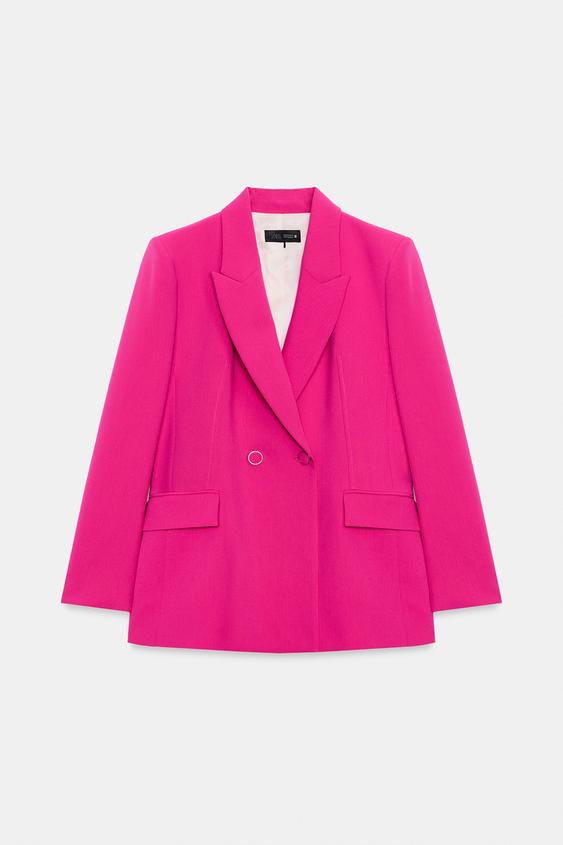 BLAZER CRUZADO BOTONES FORRADOS - Fucsia de Zara - Imagen 0