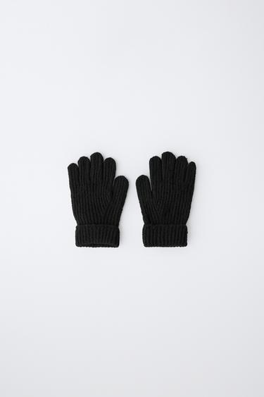 Zara 平紋針織手套 - 黑色