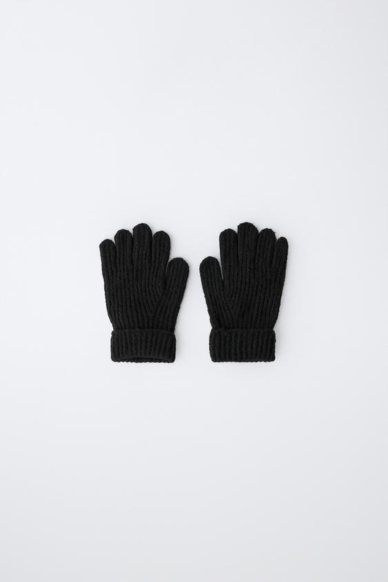 Детские перчатки Zara Plain Knit Gloves, цвет: Чёрный