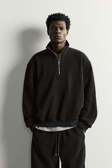 SUDADERA CUELLO CREMALLERA BÁSICA - Negro de Zara