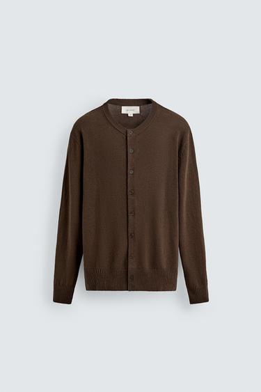 LINEN/COTTON CARDIGAN - Brown by Zara