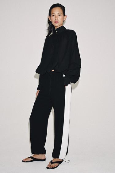 ZW COLLECTION SAROUEL TROUSERS WITH SIDE STRIPES - Black by Zara