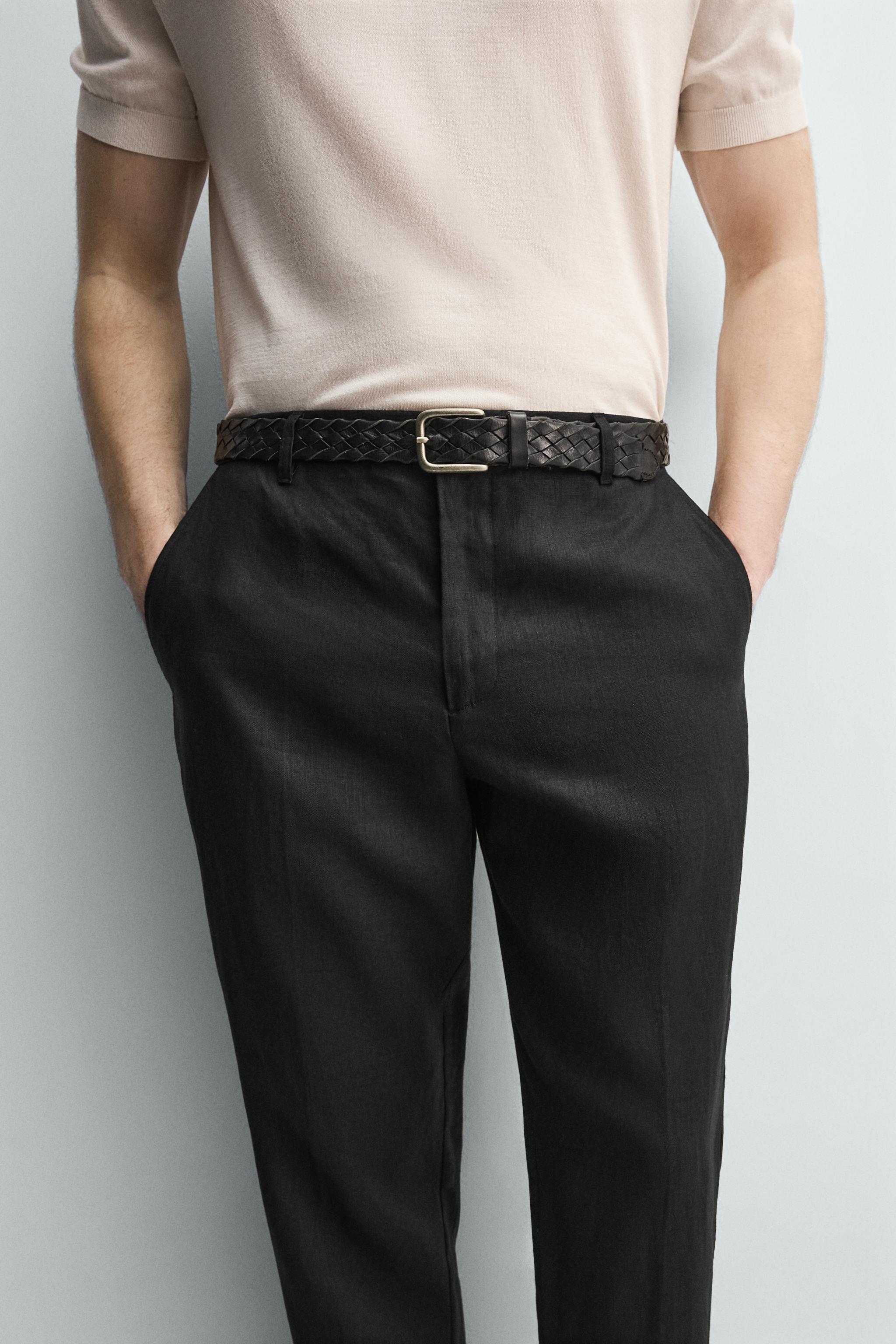 Мужские брюки Zara 100% LINEN REGULAR FIT PANTS — фото 5
