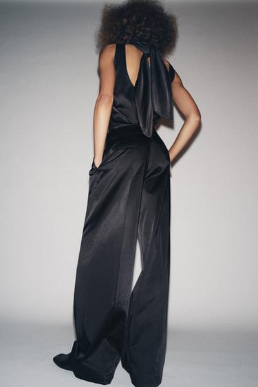 PANTALON SATINÉ À PINCES ZW COLLECTION - Noir de Zara - Image 7