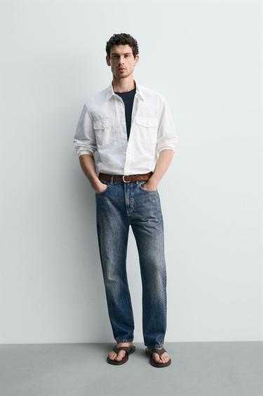 COTTON - LYOCELL SHIRT WITH POCKETS - White by Zara