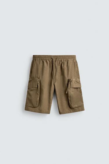 BERMUDA CARGO OVERDYED - Beige de Zara