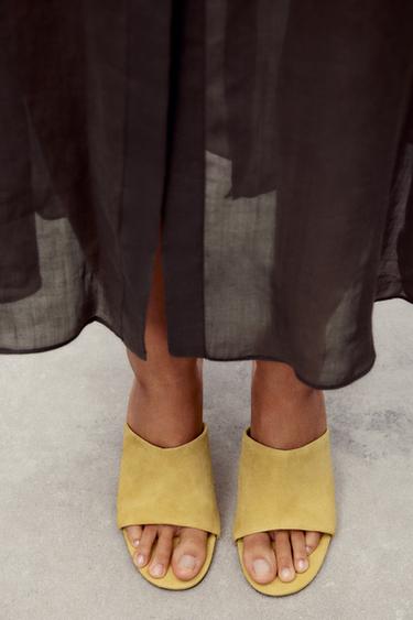 LEATHER HEELED MULES - Mustard by Zara - Image 0