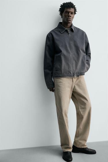 REGULAR FIT DENIM JACKET WITH ZIP - Dark indigo by Zara - Image 4