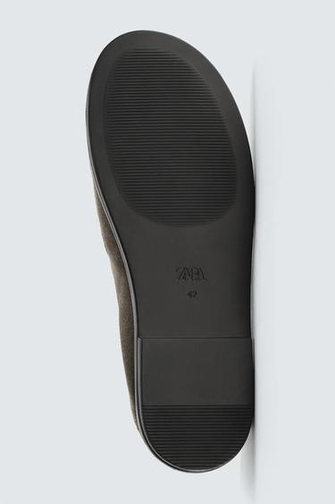 LEATHER LOAFERS - Taupe Grey by Zara - Image 3