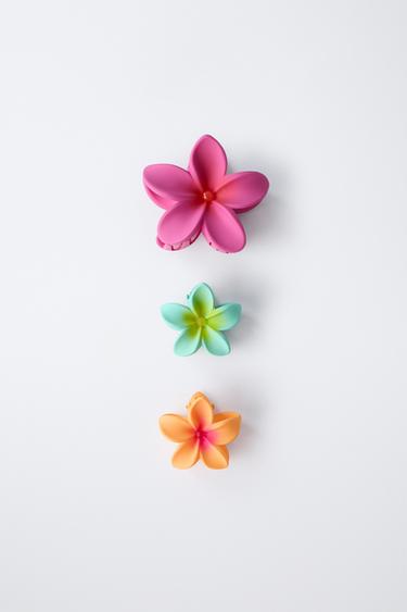 PACK TRES PINZAS FLORES - Fucsia de Zara