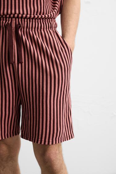 BERMUDA JACQUARD RAYURES - Grenat clair de Zara - Image 5
