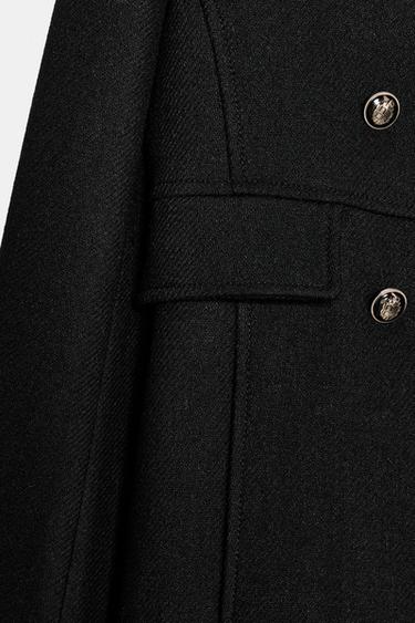 SHORT DOUBLE-BREASTED WOOL COAT - Black by Zara - Image 6