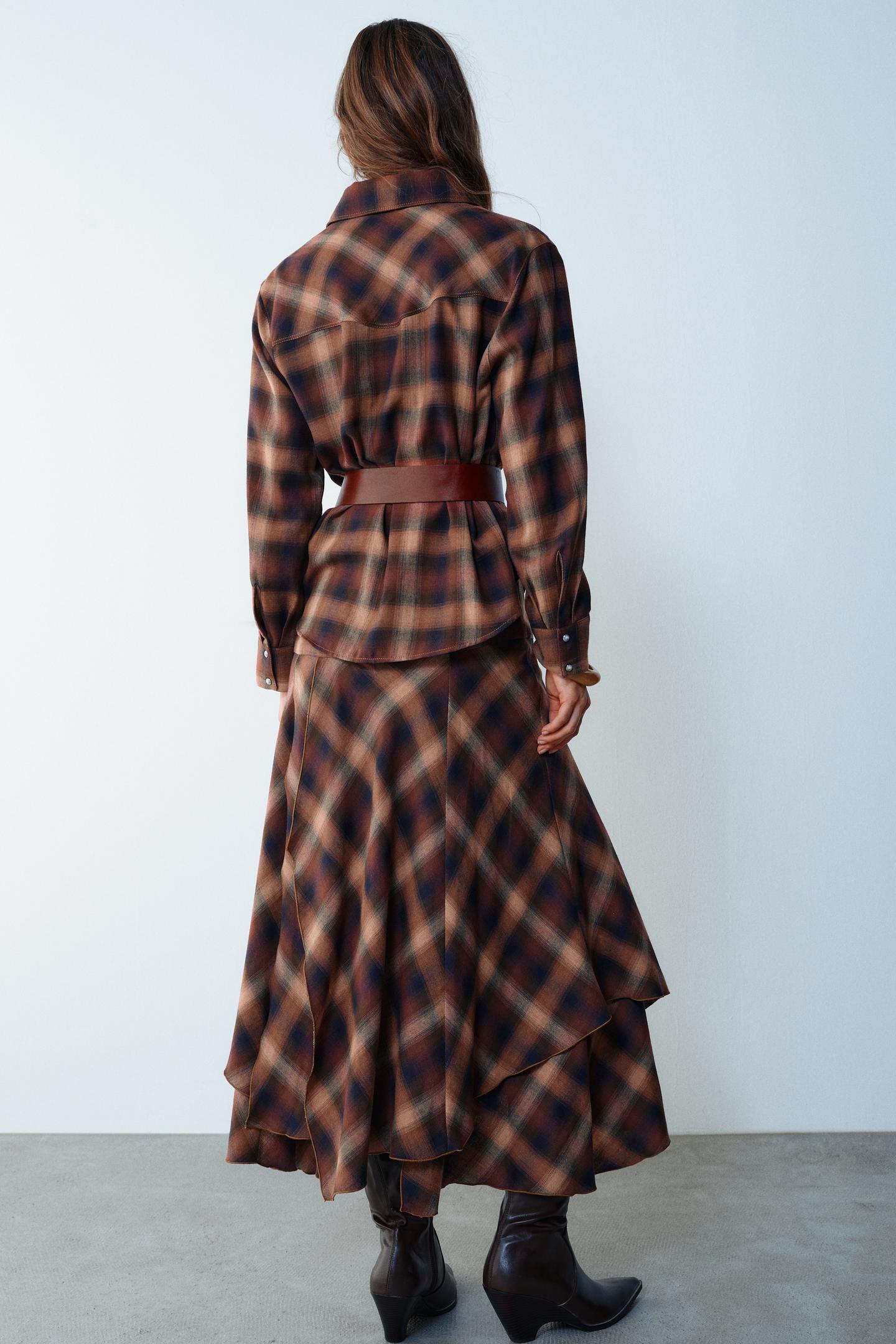 Женская юбка Zara Plaid MIDI with Slits, цвет: Разноцветный — фото 5