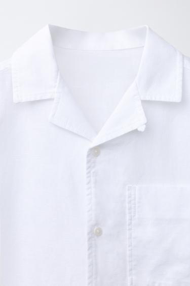 CHEMISE BOWLING LIN ET COTON - Blanc de Zara - Image 2