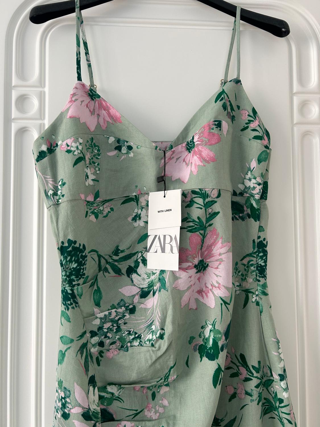 LINEN-BLEND FLORAL PRINT MIDI DRESS - Image 3