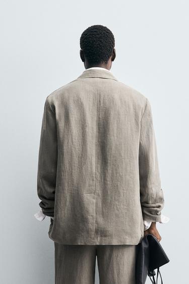 BLAZER DE COSTUME 100 % LIN DÉLAVÉ - Vison de Zara - Image 2