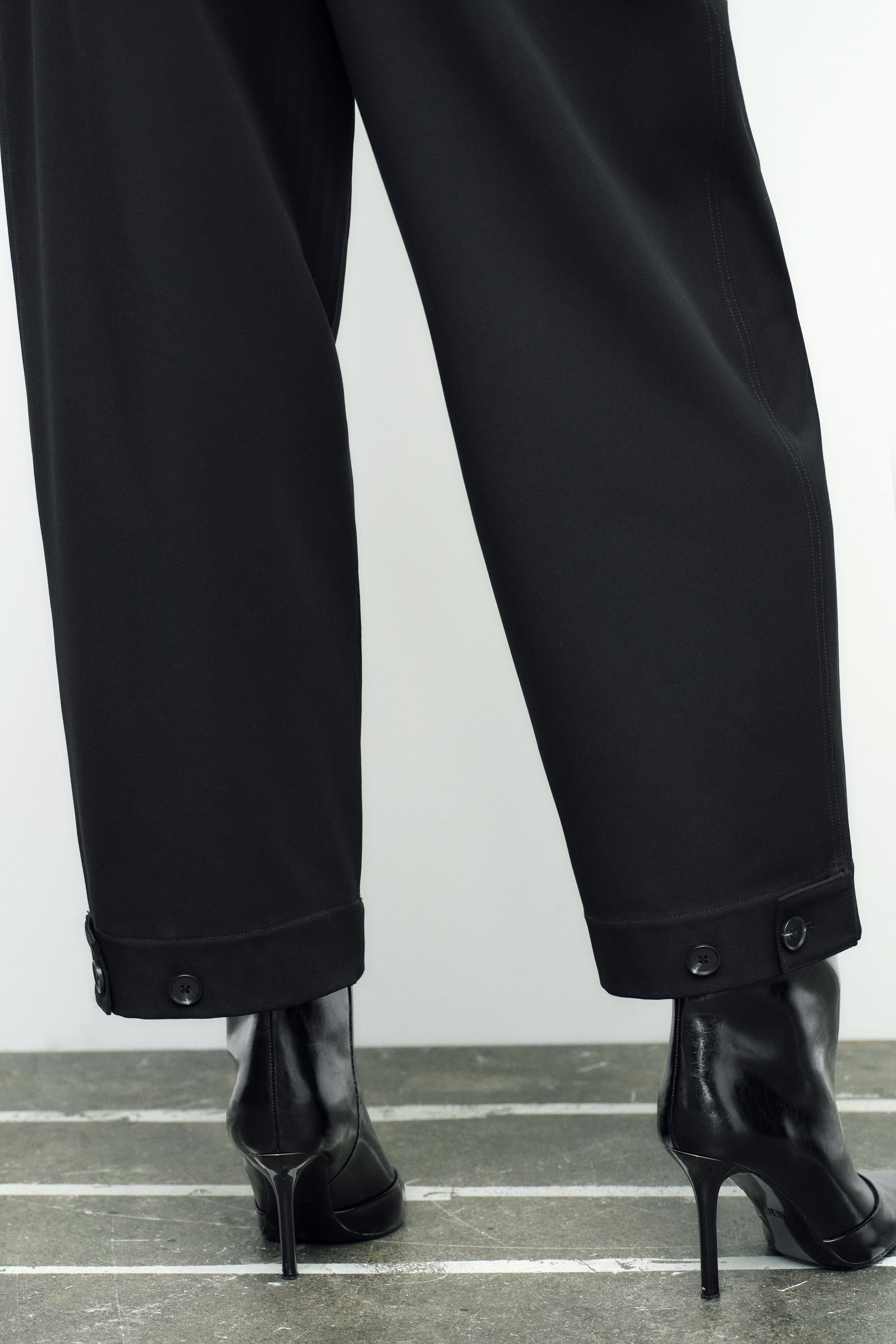 PANTS WITH DARTS AND ADJUSTABLE HEM - Black | ZARA United States
