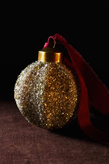 GLITTER BALL CHRISTMAS DECORATION — Golden 1