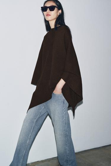 KNIT CAPE - Brown by Zara