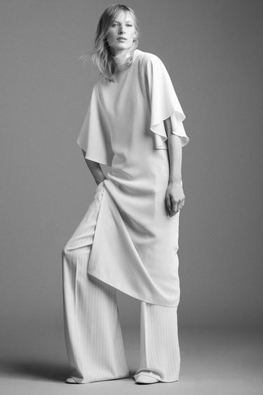 ZW COLLECTION STRIPED WIDE-LEG TROUSERS - Pastel yellow by Zara