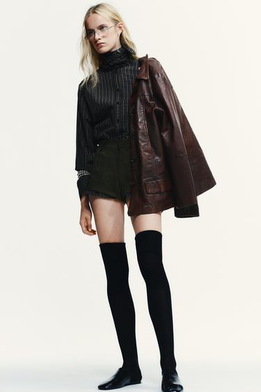 РУБАШКА В КЛЕТКУ С ХЛОПКОВЫМ ПЛАТКОМ — Черный / Цвет небеленого полотна от Zara — изображение 0