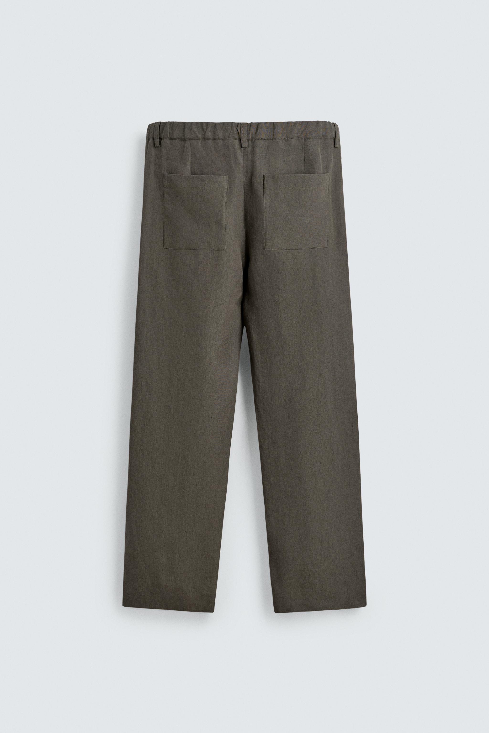 100% LINEN STRAIGHT FIT PANTS