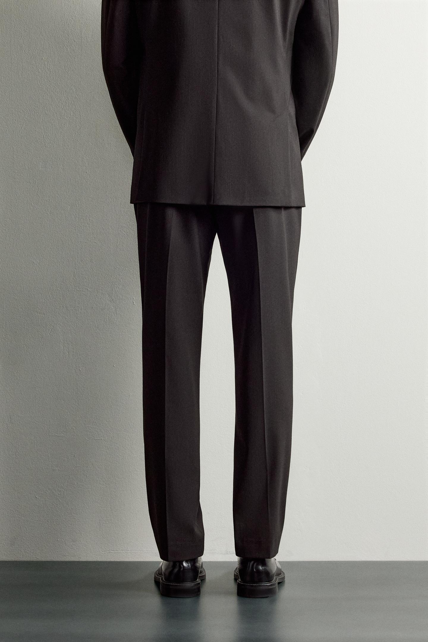 Мужские брюки Zara Striped Regular Fit Suit, цвет: Тёмный коричневый — фото 3