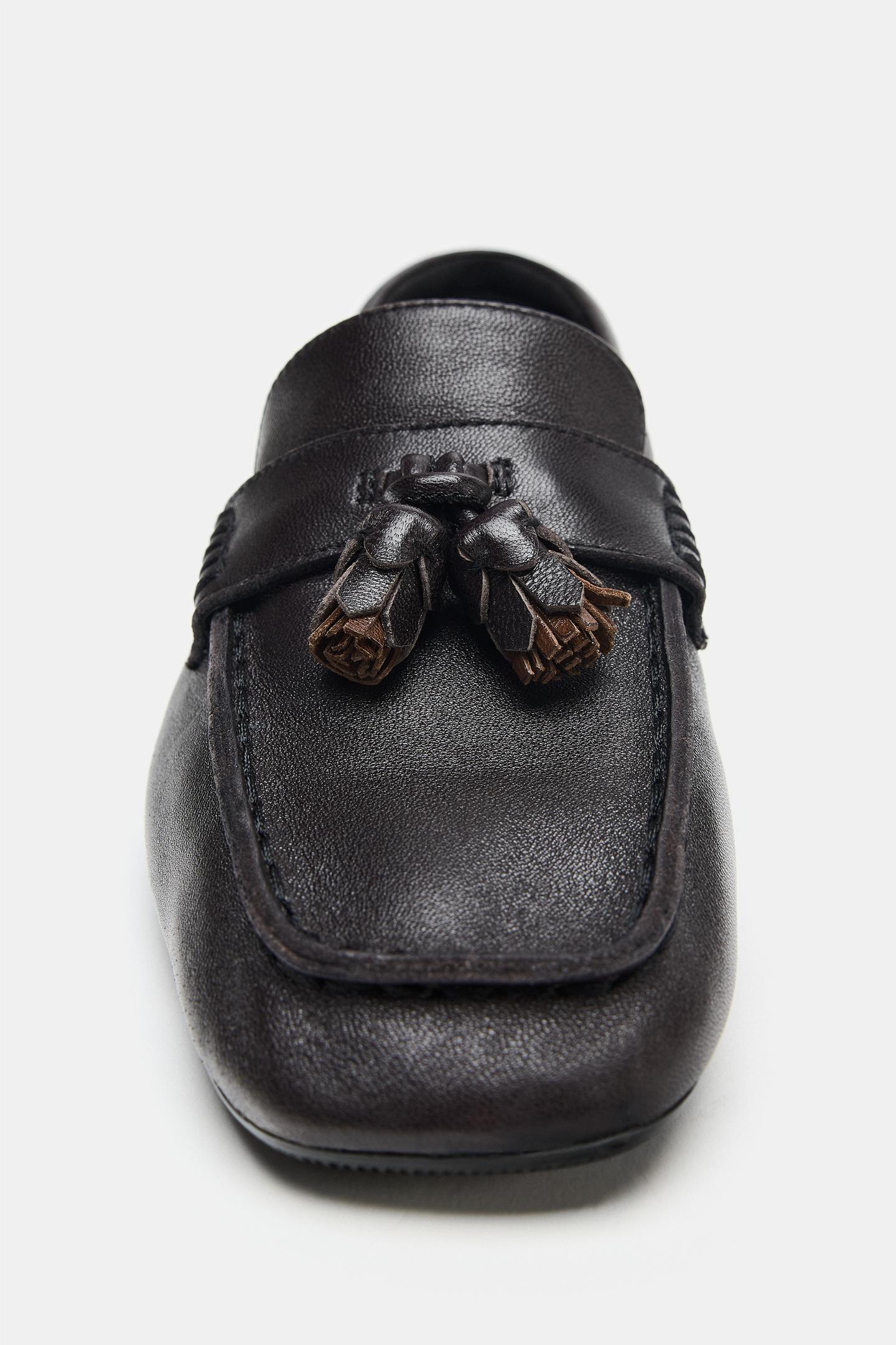 Туфли Zara Leather Tassel, цвет: Чёрный — фото 5
