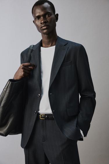 PINSTRIPE SUIT BLAZER - Navy blue by Zara - Image 4