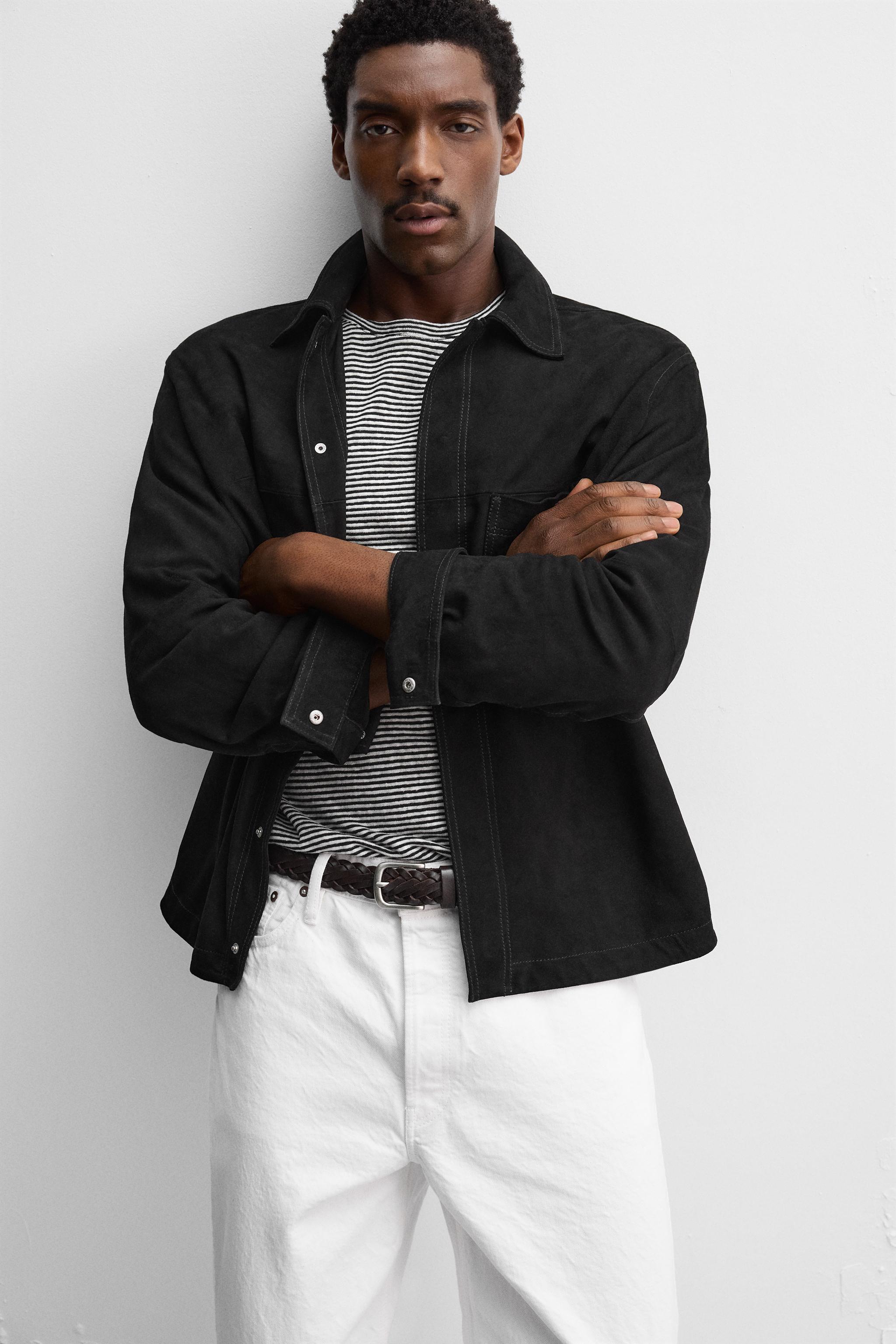 限定版スエードレザーシャツジャケット - ブラック | ZARA Japan