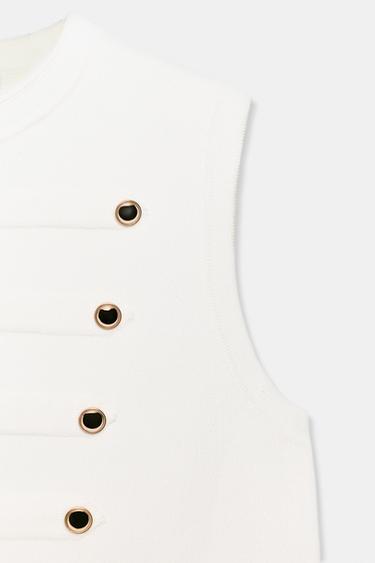 BUTTONED WAISTCOAT TOP - White by Zara - Image 8