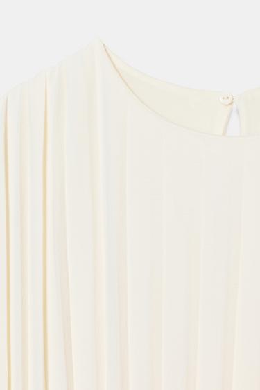 PLEATED MIDI DRESS WITH BELT - White by Zara - Image 8