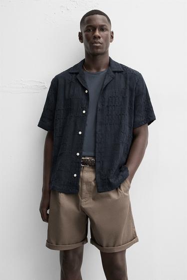 CHEMISE RELAXED FIT JACQUARD - Bleu marine de Zara - Image 6