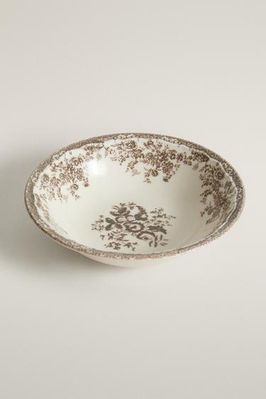 FLORAL EARTHENWARE BOWL — Brown 2