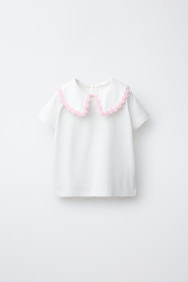CAMISETA CUELLO BOBO ONDULINA - Blanco roto de Zara - Imagen 0