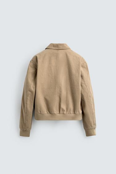 BLOUSON REGULAR FIT EN COTON LAVÉ - Marron clair de Zara - Image 7
