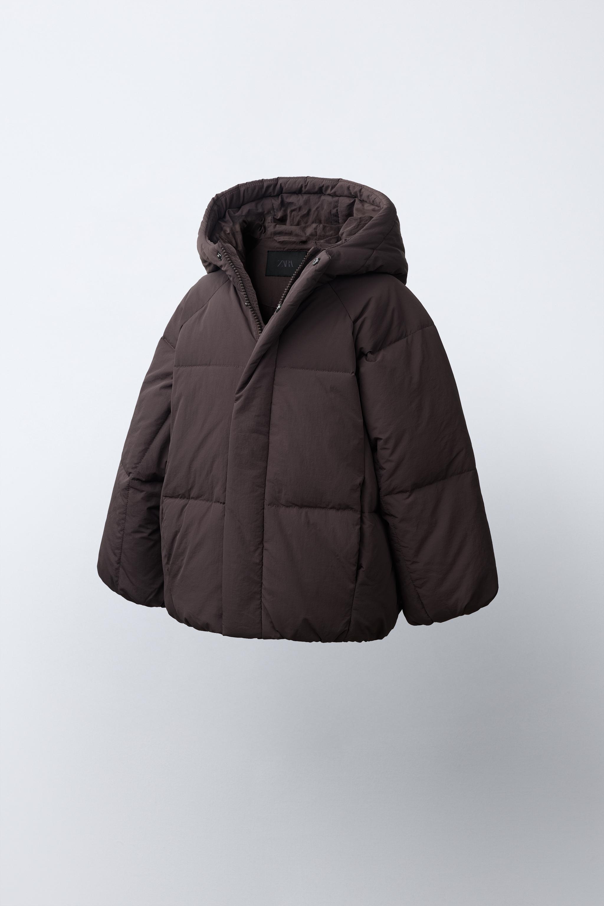 50% FEATHER AND 50% DOWN WATER-REPELLENT PUFFER JACKET — Brown
