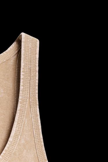 TRÄGER-T-SHIRT AUS FESTEM STOFF - SAND/BRAUN von Zara