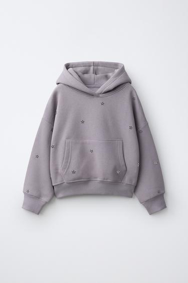 SUDADERA CAPUCHA TACHAS ESTRELLAS - malva-sucio de Zara