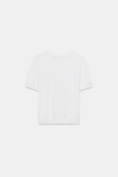 BASIC SHORT SLEEVE KNIT JUMPER - White by Zara - Image 5