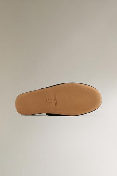 LEATHER MULE SLIPPERS - Black by Zara - Image 6