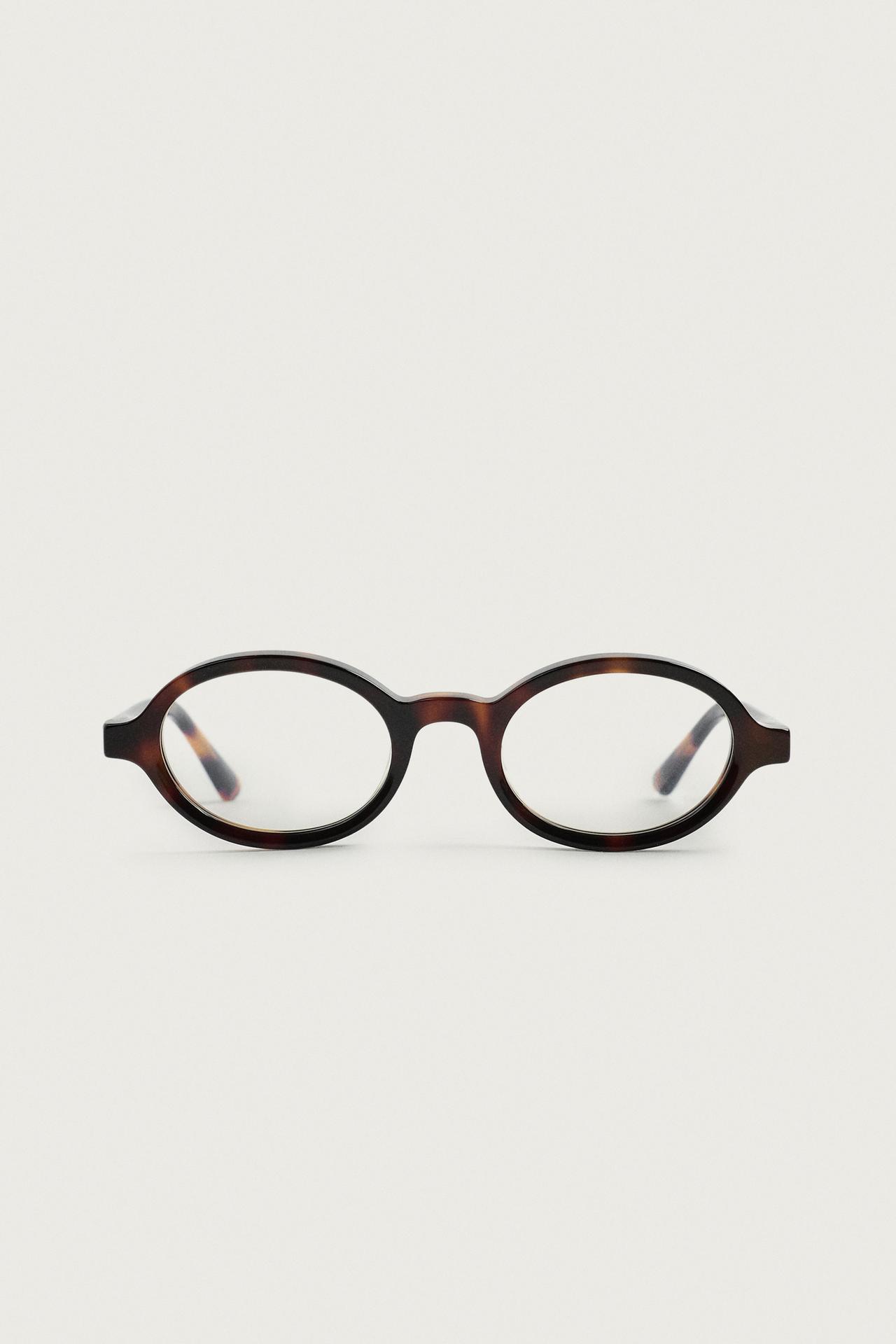 TORTOISESHELL EFFECT OVAL SUNGLASSES — Tortoise shell