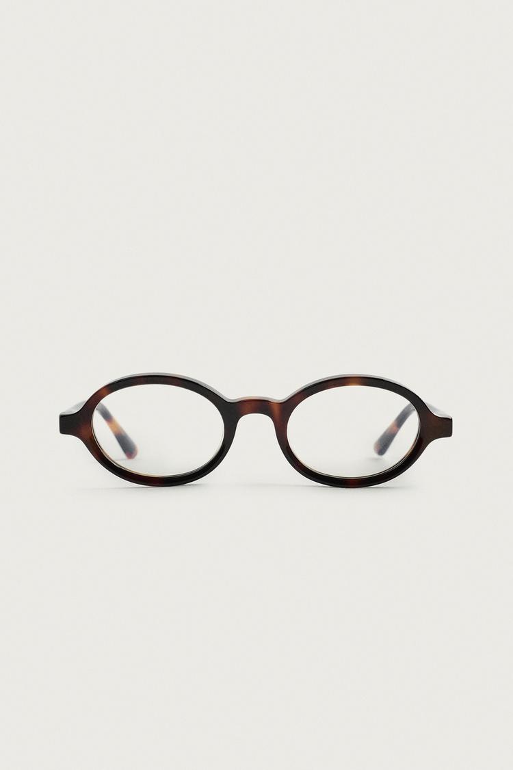 TORTOISESHELL EFFECT OVAL SUNGLASSES — Tortoise shell