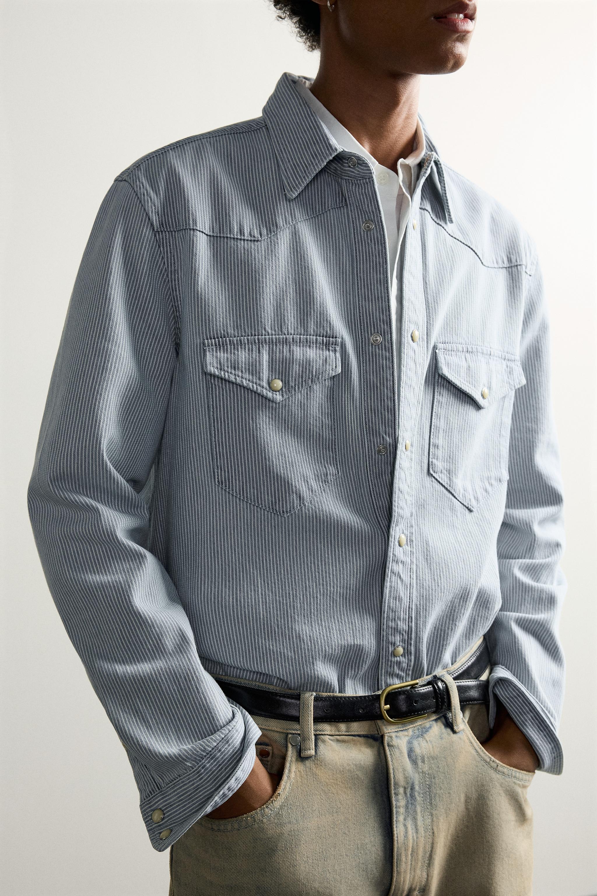 Zara REGULAR FIT WESTERN DENIM GÖMLEK görsel 5