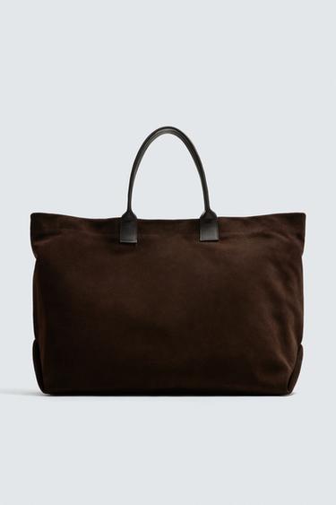 LIMITED EDITION LEATHER TOTE BAG - Brown by Zara