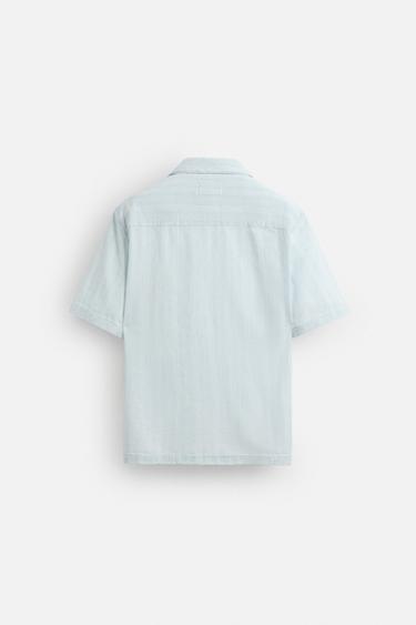 STRIPED JACQUARD SHIRT - Light blue by Zara - Image 7