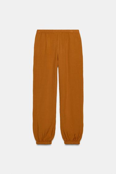 PANTALON BOUFFANT À TAILLE ÉLASTIQUE - Curry de Zara - Image 7