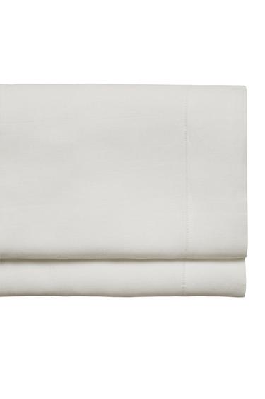 Zara LINEN HEMSTITCHED FLAT SHEET - White
