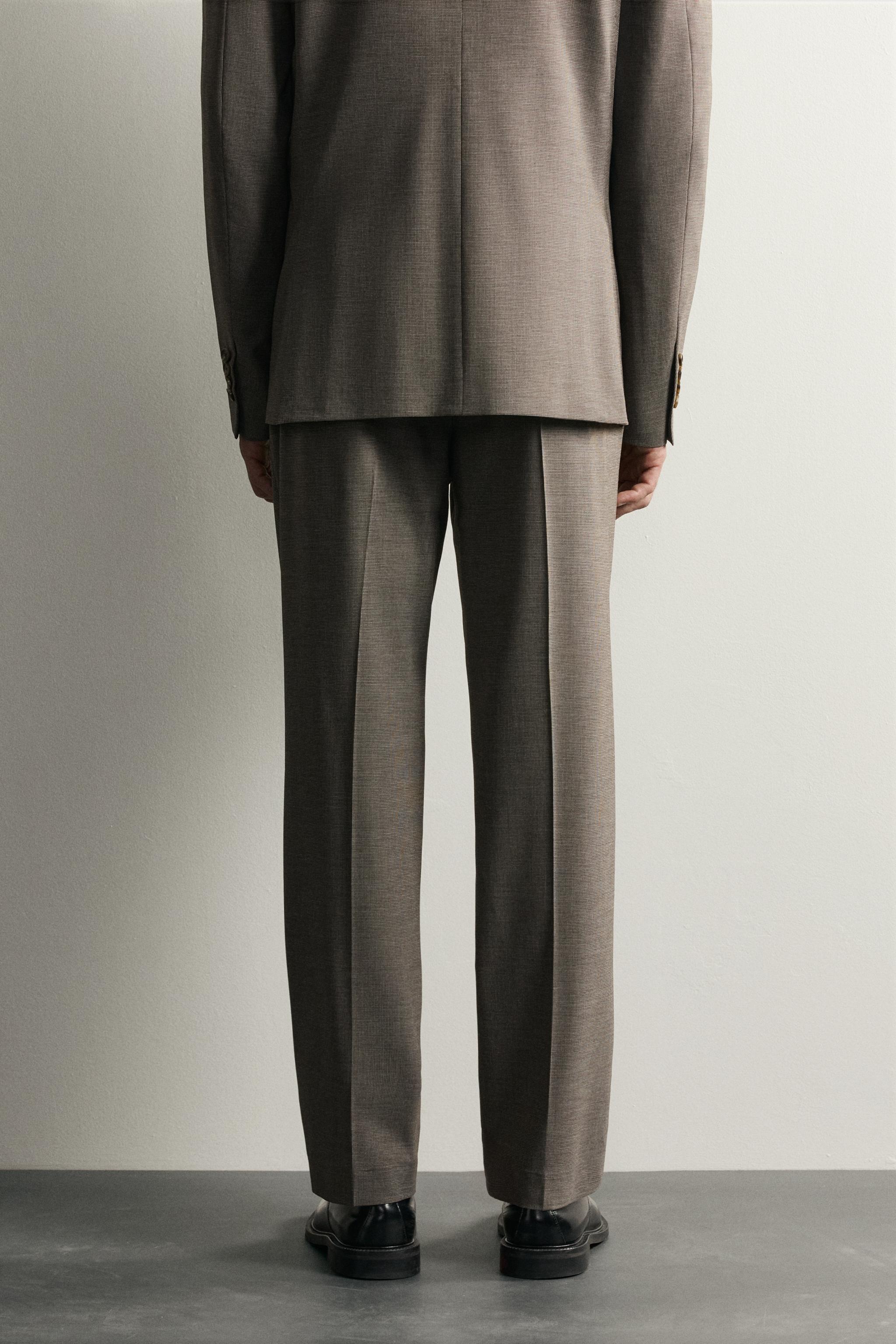 Мужские брюки Zara REGULAR FIT HOUNDSTOOTH SUIT PANTS — фото 3